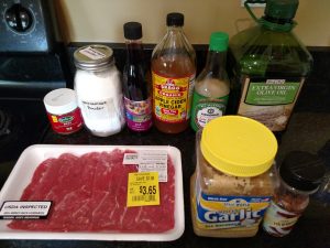 ingredients for Crock Pot Beef and Broccoli Freezer Meal