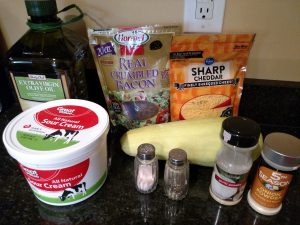 ingredients for Cheesy Bacon Baked Squash