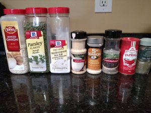 Ingredients for Dry Homemade ranch dressing Mix