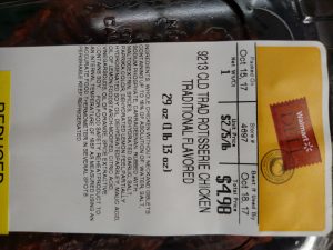 Walmart Rotisserie chicken label