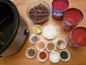 ingredients for Crock Pot Spaghetti or Pizza Sauce