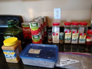 ingredients for Freezer Spaghetti or Pizza Sauce 