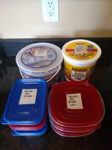 Freezer Spaghetti or Pizza Sauce packaged in containers for the freezer