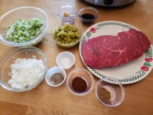 Ingredients for Crock Pot Steak Fajitas