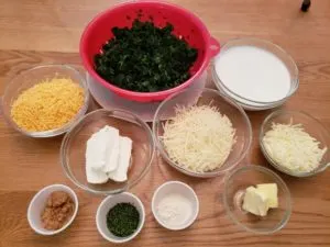 ingredients for Creamy Spinach Cheese Bake
