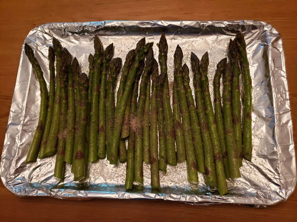 asparagus on baking sheet 