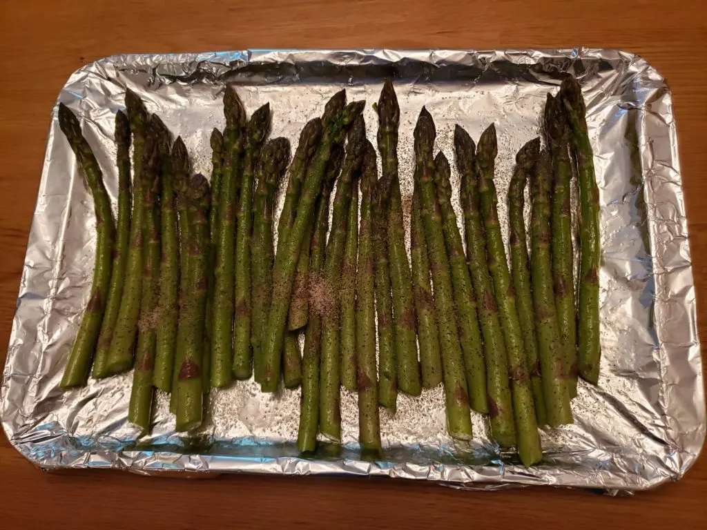asparagus on baking sheet