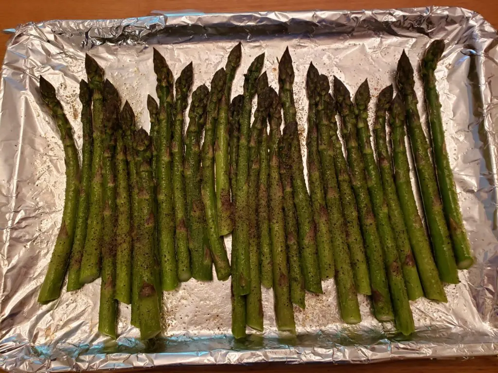 asparagus on baking sheet