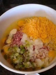 Ingredients for Scrambled Egg Muffins  in bowl
