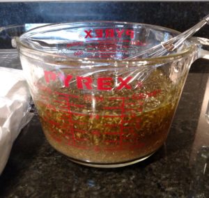 marinade ingredients in pyrex measuring cup