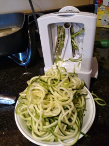 zoodles coming out of zoodle maker