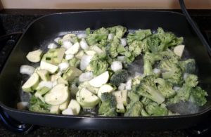 vegetables cooking in electric skillet