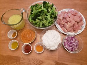 ingredients for Thai Curried Chicken with Broccoli