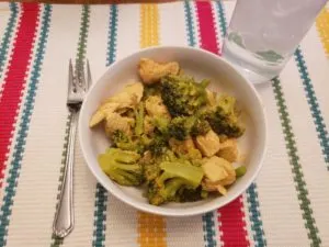 Thai Curried Chicken with Broccoli ready to serve