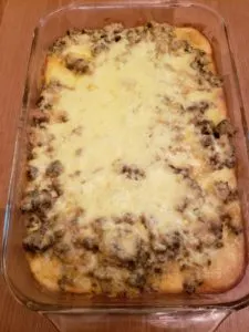 Low Carb Hamburger Pie after being baked.