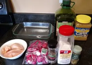 ingredients for Low Carb Rosemary Chicken and Radishes