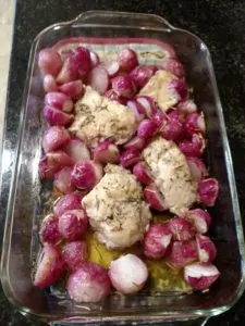 Low Carb Rosemary Chicken and Radishes