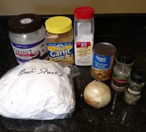 Ingredients for Crock Pot Beef Shanks