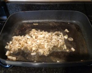 onions and garlic in the skillet