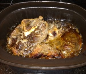 Crock Pot Beef Shanks after cooking in the crock pot