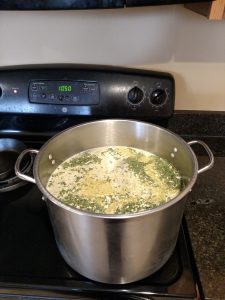 pot of chicken broth