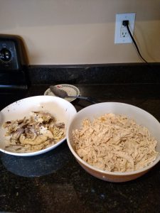 shredded cooked chicken