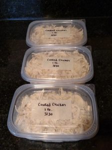 cooked chicken ready for freezer