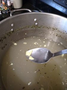 skimming fat from broth