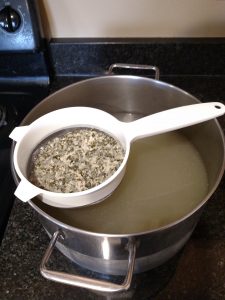 straining broth