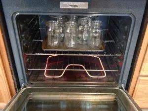 canning jars in oven
