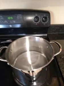 water in pot to boil