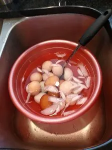 eggs in water with ice