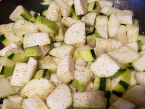Simple Sauteed Squash in frying pan
