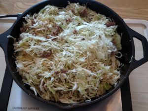 Low Carb Egg Roll in a Bowl in a skillet
