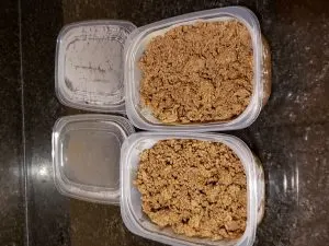 cooked taco meat in 2 one pound containers for the freezer