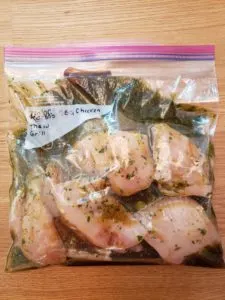 Karen's BBQ Chicken Freezer Meal in Ziploc bag