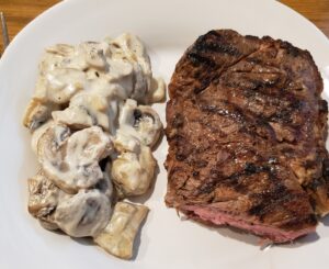 marinated steaks freezer meal with creamed mushrooms