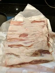 pork belly in open butcher paper