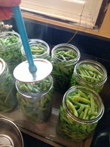 putting lid on canning jar.