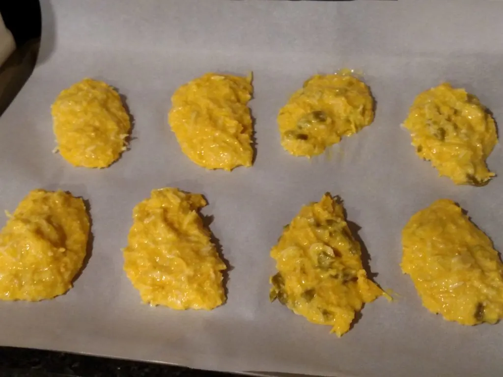 Low Carb Jalapeno Cheese Biscuits on baking sheet before cooked