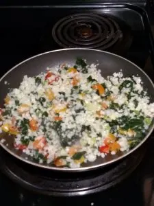 vegetables cooking in a skillet