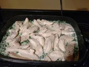 chicken added back into skillet to cook with other ingredients