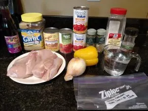 ingredients for Freezer Chicken Cacciatore