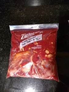 Freezer Chicken Cacciatore in Ziploc bag