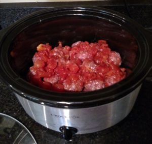 Low Carb Crock Pot Meatballs in crock pot before cooking