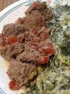 Low Carb Crock Pot Meatballs and creamed spinach