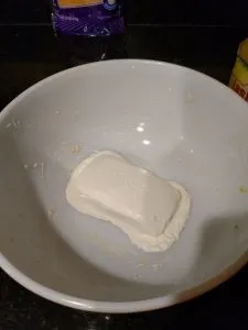 cream cheese melted in bowl