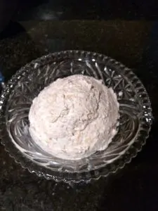 Cream Cheese Ball in glass dish