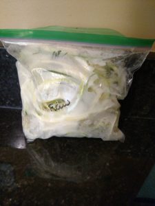 frozen zoodles in Ziploc bag