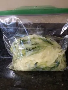 thawed zoodles in Ziploc bag